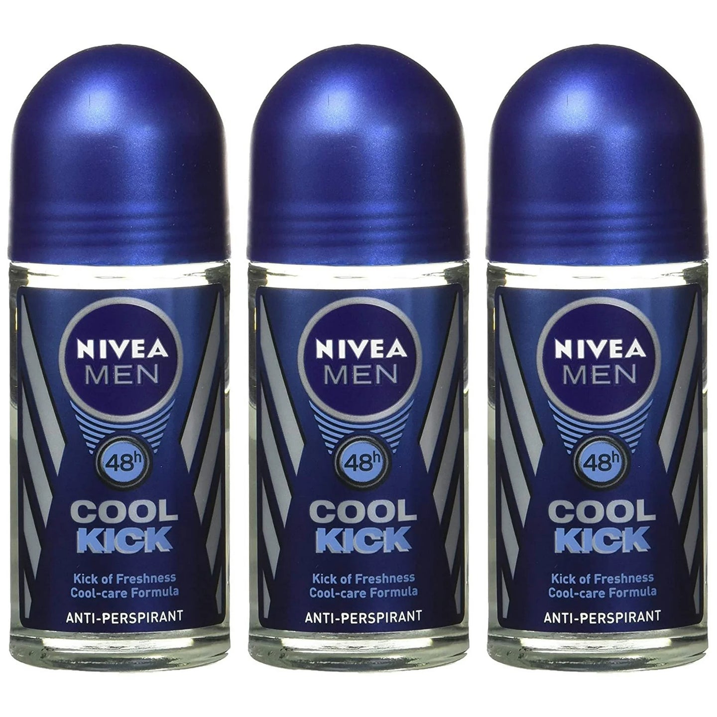 Nivea for Men Cool Kick 48 Hr. Anti-perspirant Roll-on Deodorant. 50 Ml Pack of 3