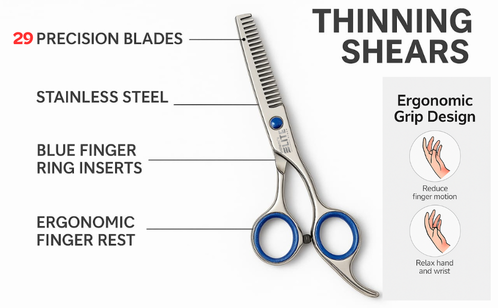 Salem’s Elite Professional Hair Cutting Scissors and Thinning Shears Set – 6.5” Stainless Steel
