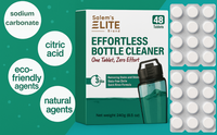 Salem's Elite Water Bottle Cleaning Tablets- Clean Stainless Steel, Tumblers, Thermos, Reusable Water Bottles, Baby Bottles and Sports Bottle 48 Effervescent Cleaner Tablets