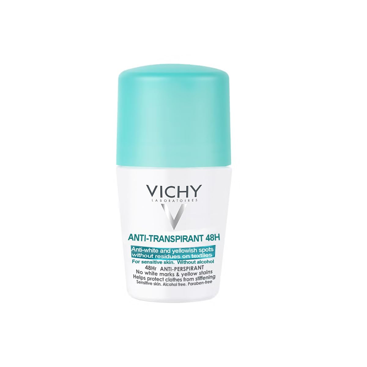 Anti-Transpirant 48H Roll-On Deodorant 4 Sensitive Skin. Anti-White & Yellowish Spots | Without Alcohol | Dry-Touch 50mL Deo
