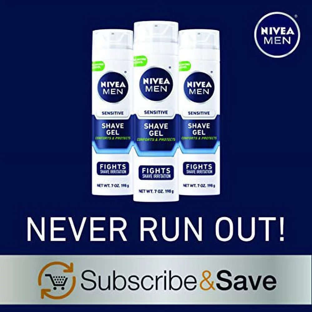 NIVEA MEN Sensitive Shave Gel with Vitamin E, Soothing Chamomile and Witch Hazel Extracts, 3 Pack of 7 Oz Cans