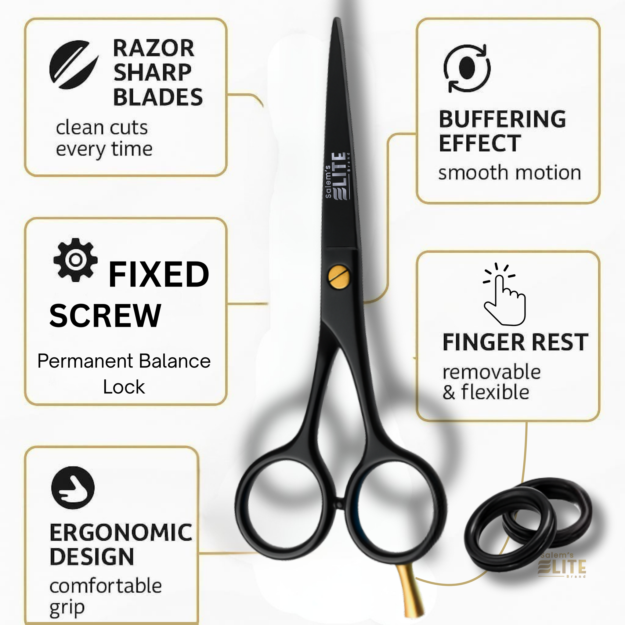 Salem's Elite Hair Cutting Barber Shears Scissors – 6.5 Inch Professional Hair Cutting Scissors for Men, Women, and Children– Premium High Carbon Stainless Steel