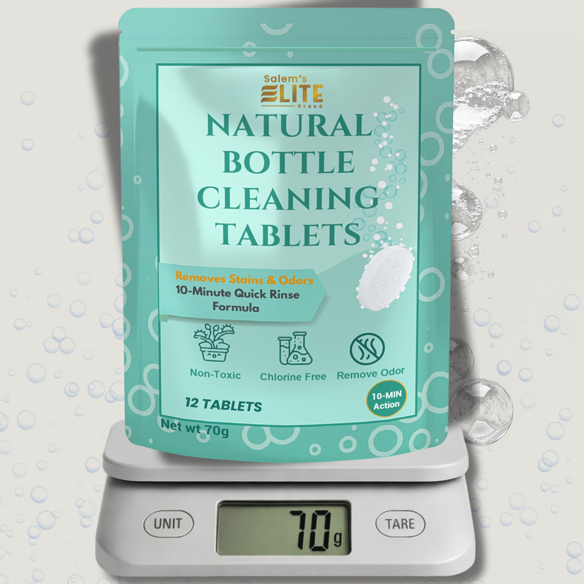 Salem’s Elite 12 Effervescent Water Bottle Cleaning Tablets | Tumbler Cleaning Tablets | Deodorizes & Removes Stains on Stainless Steel, Tumblers, Baby & Sports bottles