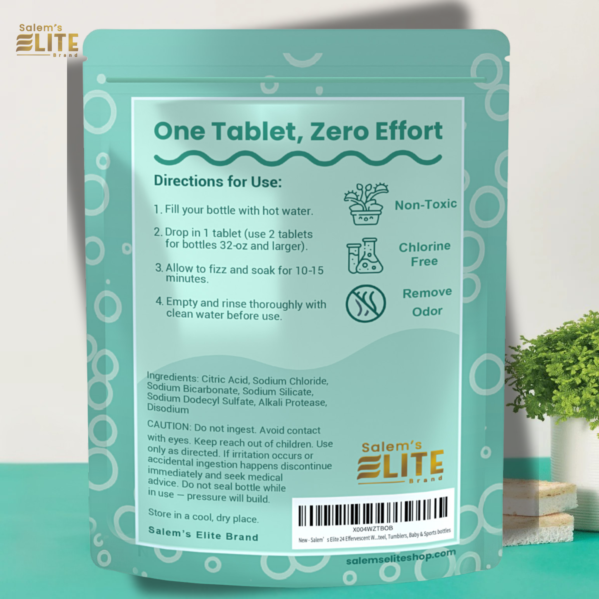 Salem’s Elite 12 Effervescent Water Bottle Cleaning Tablets | Tumbler Cleaning Tablets | Deodorizes & Removes Stains on Stainless Steel, Tumblers, Baby & Sports bottles