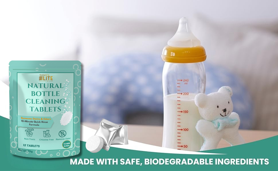 Salem’s Elite 12 Effervescent Water Bottle Cleaning Tablets | Tumbler Cleaning Tablets | Deodorizes & Removes Stains on Stainless Steel, Tumblers, Baby & Sports bottles