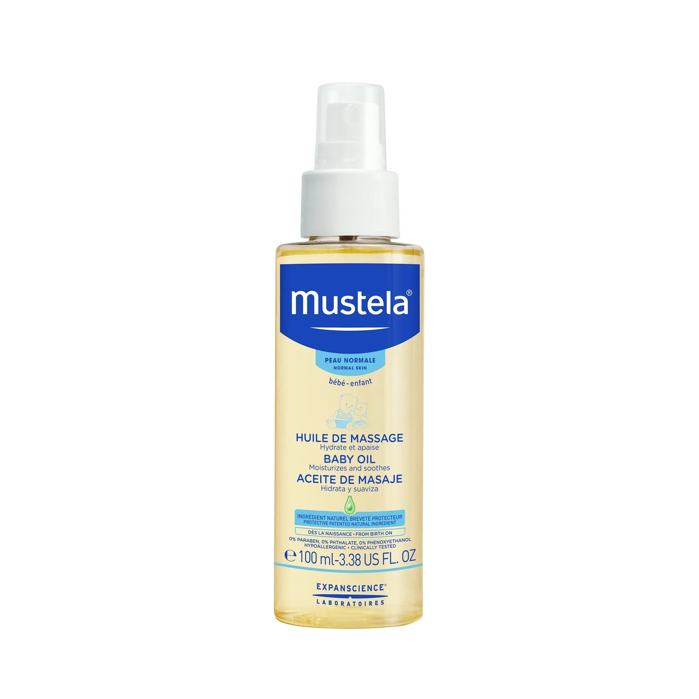 Mustela Baby Moisturizing Oil with Natural Avocado Oil, 3.38 oz