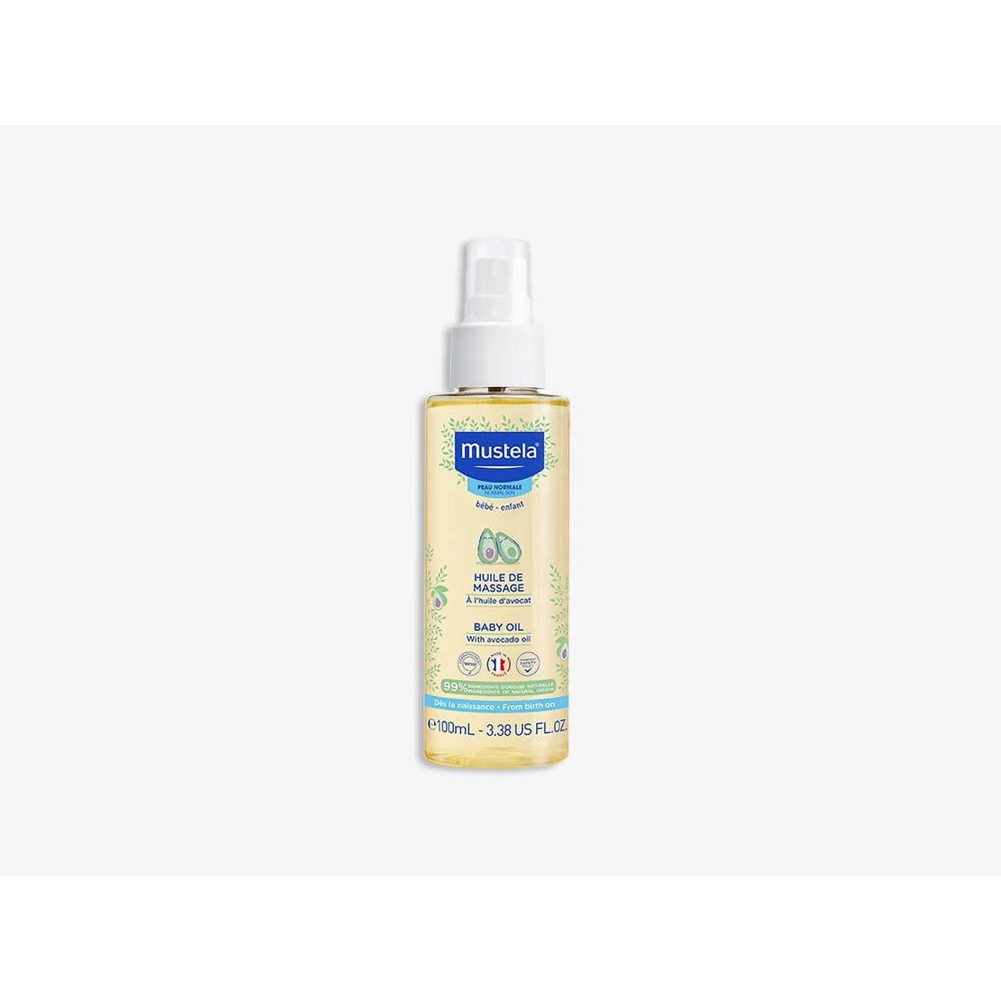 Mustela Baby Moisturizing Oil with Natural Avocado Oil, 3.38 oz