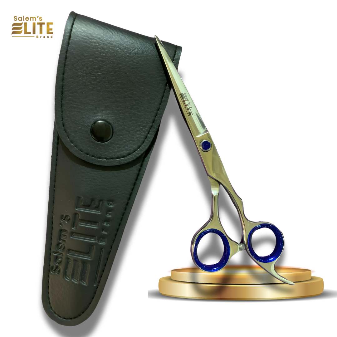 Salem's Elite Hair Cutting Barber Shears Scissors – 6.5 Inch Professional Hair Cutting Scissors for Men, Women, and Children– Premium High Carbon Stainless Steel with Black Leather Pouch