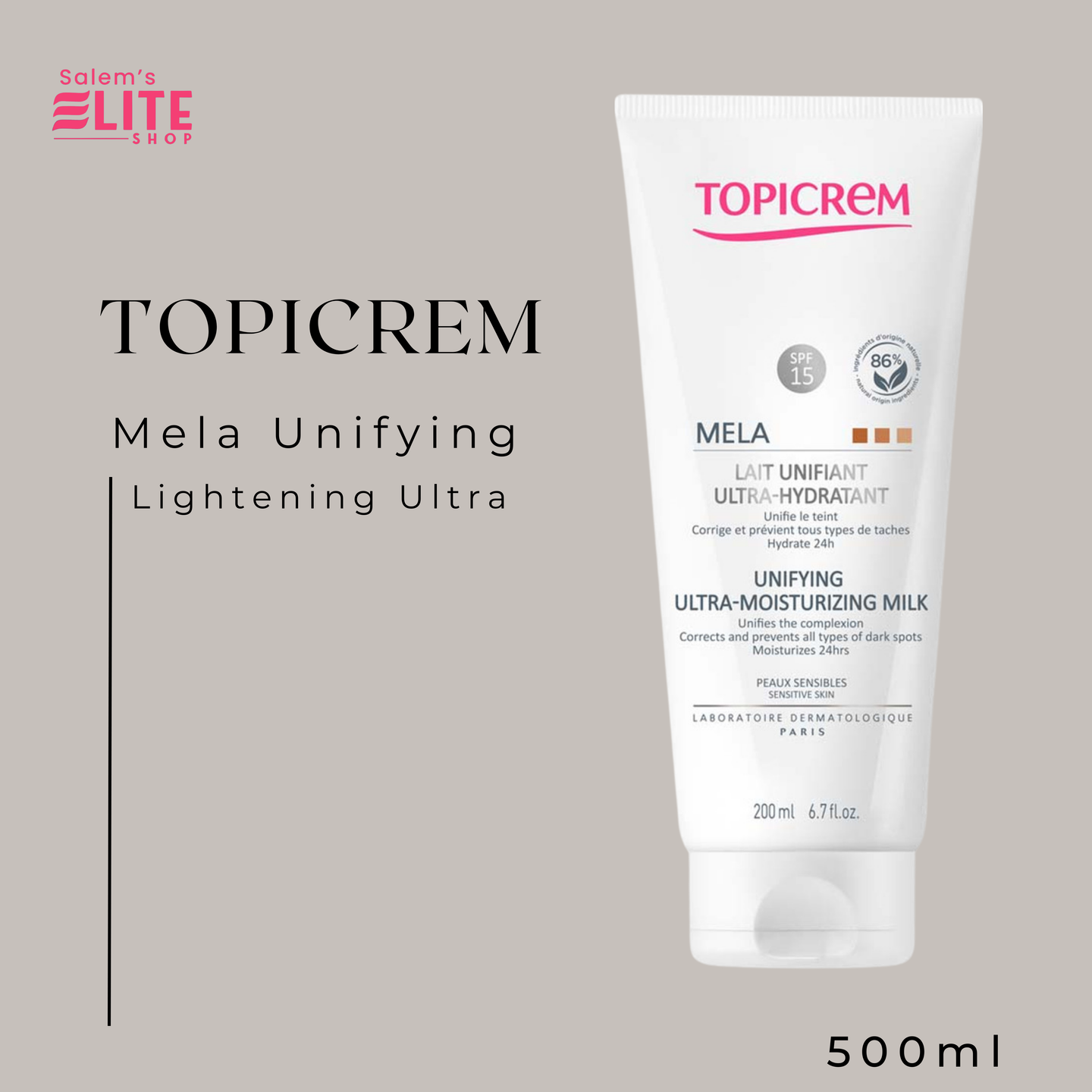 Topicrem Mela Unifying Spf15 Ultra Moisturizing Milk 200 ml