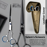 Salem's Elite Hair Cutting Barber Shears Scissors – 6.5 Inch Professional Hair Cutting Scissors for Men, Women, and Children– Premium High Carbon Stainless Steel with Black Leather Pouch